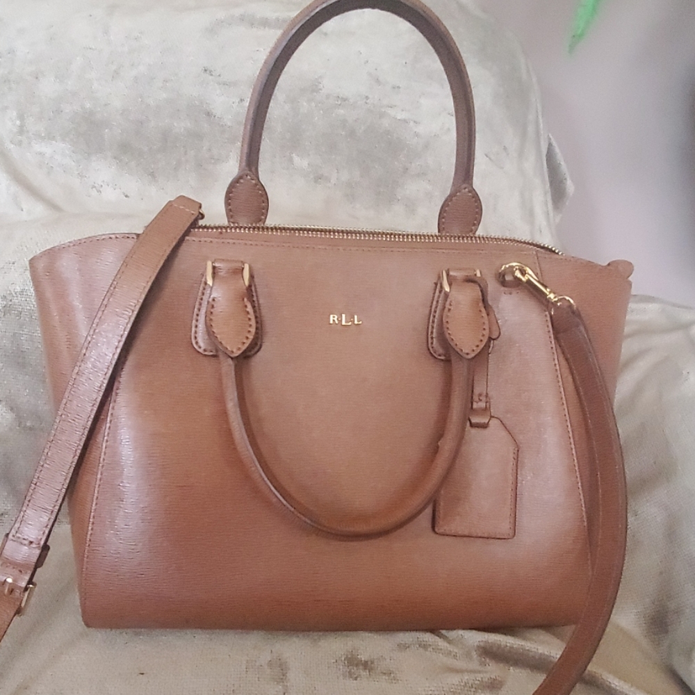 Ralph Lauren Caramel satchel with shoulder strap